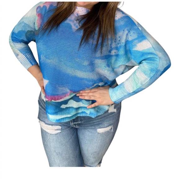 NEW LOOK MODE USA shades of the tide batwing sweater in bright blue - Picture 1 of 3